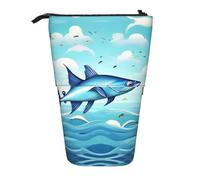 WYCZHY Flying Fish in The Oceans - Estuche para lápices de pie, espaciosas bolsas para lápices, bolsa para bolígrafos, trabajo, oficina, suministros para artistas, Black, Talla única, Organizador de