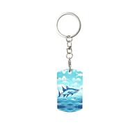 WYCZHY Flying Fish In The Oceans - Llavero con impresión para organizador de llaves compacto para llavero, llavero para llaveros de coche, blanco, Talla única