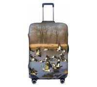 WYCZHY Flying Wild Ducks - Funda para maleta grande con estampado de patos salvajes, funda elástica con cremallera, protege el equipaje durante el viaje, White, M