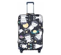 WYCZHY Fun Cat Astronaut - Funda para maleta grande con estampado de astronauta, funda elástica para maleta con cremallera, protege el equipaje durante el viaje, White, XL