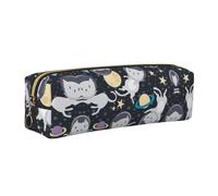 WYCZHY Fun Cat Astronaut Printing Students - Estuche de piel para lápices, rotuladores, gran capacidad, para la escuela y herramientas de papelería, Gold, Talla única, Neceser de maquillaje