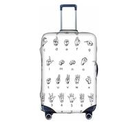 WYCZHY Funda de maleta grande con estampado de alfabeto en lenguaje de señas, funda elástica con cremallera, protege el equipaje durante el viaje, White, L