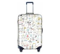 WYCZHY Funda de maleta grande con estampado de conejo animal y zorro, funda elástica con cremallera, protege el equipaje durante el viaje, White, L