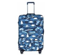 WYCZHY Funda de maleta grande con estampado de hockey sobre hielo, funda elástica para maleta con cremallera, protege el equipaje durante el viaje, White, M