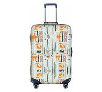 WYCZHY Funda de maleta grande con estampado de oso zorro, pájaro, funda elástica con cremallera, protege el equipaje durante el viaje, White, L