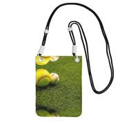 WYCZHY Grass Baseball Softball - Bolsa cruzada para teléfono celular, con correa para el hombro, para teléfono, pasaporte para caminar, cartera, Black, Talla única