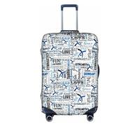 WYCZHY Gymnastics - Funda para maleta grande con estampado azul, funda elástica con cremallera, protege el equipaje durante el viaje, White, XL