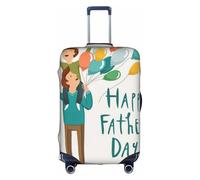 WYCZHY Happy Fathers Day by Son - Funda de maleta grande con estampado de texto en inglés "Happy Fathers Day", funda elástica con cremallera, protege el equipaje durante el viaje, White, S
