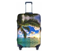 WYCZHY Hermosa funda para maleta grande con estampado de amanecer y océano, funda elástica con cremallera, protege el equipaje durante el viaje, White, XL
