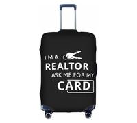 WYCZHY I'm A Realtor Ask Me - Funda de maleta grande con estampado de texto en inglés "I'm A Realtor", funda elástica para maleta con cremallera, protege el equipaje durante el viaje, White, S