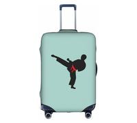 WYCZHY Karate Boy - Funda de maleta grande con estampado a color con cinturón intercambiable, funda elástica para maleta con cremallera, protege el equipaje durante el viaje, White, L