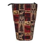 WYCZHY Lodge Bear - Estuche para lápices con diseño de ciervos y peces de ciervo, espaciosas bolsas para lápices, bolsa para bolígrafos, trabajo, oficina, suministros de artistas, Black, Talla única