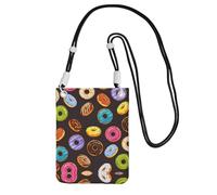 WYCZHY Ring Bread With Jam Printing - Bolsa cruzada para teléfono celular, con correa para el hombro, para teléfono, pasaporte para caminar, cartera, Black, Talla única
