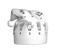 WYCZHY Sombrero de Papá Noel con estampado de alfabeto en lenguaje de señas, gorro rojo para adultos, mujeres y hombres, accesorio con gorras de invierno