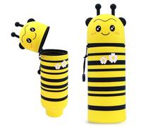 Wydexint Kawaii Astuccio Scuola 2 in 1 in Morbido Silicone, Portapenne da Tavolo, Astuccio 2 In 1 con Cerniera, Silicone morbido 2 in 1 - astuccio carino per Scuola, Uffici (Abeja)