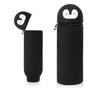 Wydexint Kawaii Astuccio Scuola 2 in 1 in Morbido Silicone, Portapenne da Tavolo, Astuccio 2 In 1 con Cerniera, Silicone morbido 2 in 1 - astuccio carino per Scuola, Uffici (Pinguino Nero)