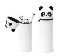 Wydexint Kawaii Astuccio Scuola 2 in 1 in Morbido Silicone, Portapenne da Tavolo, Astuccio 2 In 1 con Cerniera, Silicone morbido 2 in 1 - astuccio carino per Scuola, Uffici (Panda Rosa)