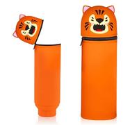 Wydexint Kawaii - Estuche 2 en 1 de silicona suave, estuche de lápices, soporte para lápices de animales, dibujos animados para niñas y niños, tigre, Caricatura