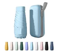 Wydexint Paraguas Plegable, Paraguas Proteccion Uv, Paraguas Portatil, Mini Paraguas, Viene Con Una Caja De Cápsulas, Impermeable y Resistente Al Viento (Azul claro)