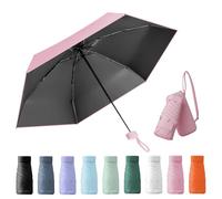 Wydexint Paraguas Plegable Protección UV Portátil, Mini Paraguas, Viene con Caja de Cápsulas, Impermeable y Resistente al Viento, Rosa