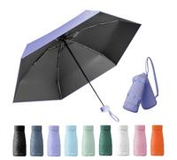 Wydexint Paraguas Plegable y Portátil Con Protección UV, Mini Tamaño, Caja De Cápsulas, Impermeable y Resistente Al Viento (Púrpura)
