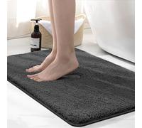 wyewye Alfombra de baño de microfibra de 50 x 80 cm, 2 cm de grosor, muy absorbente, lavable a máquina, 50 x 80 cm, color gris profundo
