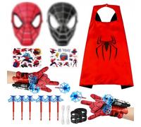 WYFDCZZP 2 Set Juegos de Guantes de Lanzador,Lanza Telarañas Spiderm Juguetes,con Máscara y Dardos Guantes,Capa Spiderm,Juguetes Spiderm Regalo para Niños Guantes de Plástico Cosplay(C)
