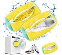 WYFDCZZP Bolsa de Limpieza de Zapatos, Bolsa Zapatos Lavadora, Saco Lavadora para Zapatos, Funda Zapatos Lavadora, Bolsa de Lavandería con Cremallera, Reutilizable y Duradero (Amarillo 2pcs)