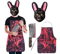 WYFDCZZP Disfraz Halloween Hombre, 4 Piezas Halloween MáScara Horror Conejo Set, Disfraces de Terror de Halloween Set, Delantal Halloween, Accesorios para Fiesta de Halloween Carnaval