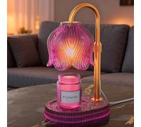 WYghyronic Lámpara Calentadora de Velas con Altura Ajustable - Calentador de Cera Regulable de 4 Niveles sin Llama, Función de Temporizador y Diseño Elegante en Múltiples Colores (Pink07)