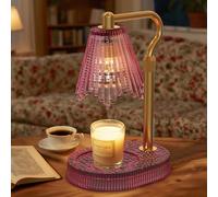 WYghyronic Lámpara Calentadora de Velas con Altura Ajustable - Calentador de Cera Regulable de 4 Niveles sin Llama, Función de Temporizador y Diseño Elegante en Múltiples Colores (rosa05)