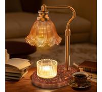 WYghyronic Lámpara Calentadora de Velas con Altura Ajustable - Calentador de Cera Regulable de 4 Niveles sin Llama, Función de Temporizador y Diseño Elegante en Múltiples Colores (Brown)