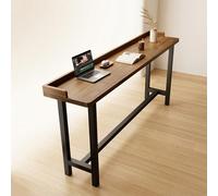 WYHBXD Mesa De Comedor Industrial Alta, Consola Estrecha con Acabado Madera Maciza Y Estructura Metal, Auxiliar para Entrada, Sala Estar Cocina, En Nogal Negro(160cm/63)