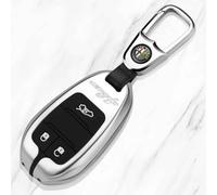 WYHHL Carcasa Llave Coche para Alfa Romeo Giulia Stelvio 2021, Funda Llave Carcasa Mando Llave de Coche Cubierta Llave Funda para Llave de Coche,Normal-E Silver