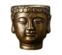 Wyhqgn Maceta con Forma de Cabeza de Buda, Maceta de Cemento, Figura de Buda, Contenedor de Plantas Y Flores, Maceta Decorativa para Salón de Té, Armario O P, Bronce