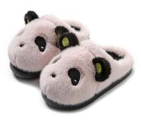 WYIKE Pantuflas de panda para mujer, pantuflas de animales de felpa, cálidas y suaves, para interiores y exteriores, Rosado, 8-9 Women/6.5-7.5 Men