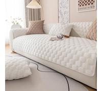 WYJHNLBEDC Funda para sofá/sofá, manta cálida y supersuave de felpa para sofá en forma de L, forma de U, sofá esquinero de 3/2/1 plaza, protección contra arañazos, gato, blanco, 90 x 240 cm