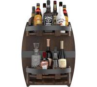WYJREES Estante de barril de whisky, estante de vino vintage montado en la pared para almacenamiento de cocina, estantes de bar de licor, estante de vino, estante de barril de whisky bourbon