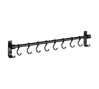 WYJRO Barra para Cocina,Utensilios de Cocina del Soporte de la Pared,Colgador Utensilios Cocina,Colgador de Utensilios de Cocina con 10 S-Ganchos,Negro,30cm