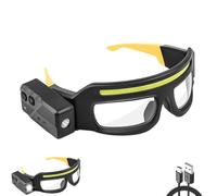 WYJZALLL LED Safety Glasses with Lights - USB-C Rechargeable Headlamp Eyewear (Motion Sensor & Touch Control), 5 Modes Hands(Yellow)