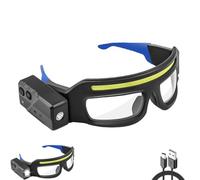 WYJZALLL LED Safety Glasses with Lights - USB-C Rechargeable Headlamp Eyewear (Motion Sensor & Touch Control), 5 Modes Hands(Blue)