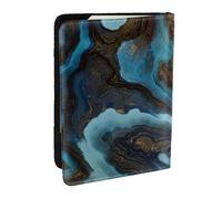 Wykjtwo Abstracto Líquido Mármol Azul Dorado, Funda para Pasaporte Cartera de Viaje de Cuero PU Funda para Pasaporte Fundas para Pasaporte 6,5 Pulgadas