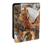 Wykjtwo Acuarela Animal Caballo Impreso, Funda para Pasaporte Cartera de Viaje de Cuero PU Funda para Pasaporte Fundas para Pasaporte 6,5 Pulgadas