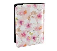Wykjtwo Acuarela Floral Rosa Y Púrpura, Funda para Pasaporte Cartera de Viaje de Cuero PU Funda para Pasaporte Fundas para Pasaporte 6,5 Pulgadas