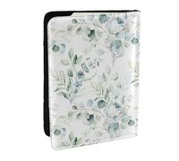 Wykjtwo Acuarela Hoja Floral Verde Eucalipto Hojas Redondas Suculentas, Funda para Pasaporte Cartera de Viaje de Cuero PU Funda para Pasaporte Fundas para Pasaporte 6,5 Pulgadas