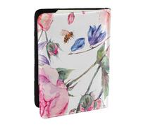 Wykjtwo Acuarela Primavera Flor Vintage, Funda para Pasaporte Cartera de Viaje de Cuero PU Funda para Pasaporte Fundas para Pasaporte 6,5 Pulgadas