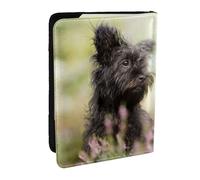 Wykjtwo Affenpinscher Césped Perros Negros Monkey Terrier, Funda para Pasaporte Cartera de Viaje de Cuero PU Funda para Pasaporte Fundas para Pasaporte 6,5 Pulgadas