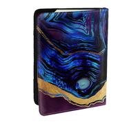 Wykjtwo Ágata Abstracta Púrpura, Azul, Oro, Funda para Pasaporte Cartera de Viaje de Cuero PU Funda para Pasaporte Fundas para Pasaporte 6,5 Pulgadas