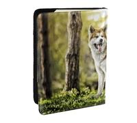 Wykjtwo Akita Inu En Mascotas Perros HDR Verano Akita, Funda para Pasaporte Cartera de Viaje de Cuero PU Funda para Pasaporte Fundas para Pasaporte 6,5 Pulgadas