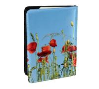Wykjtwo Amapolas en el Cielo Azul, Funda para Pasaporte Cartera de Viaje de Cuero PU Funda para Pasaporte Fundas para Pasaporte 6,5 Pulgadas